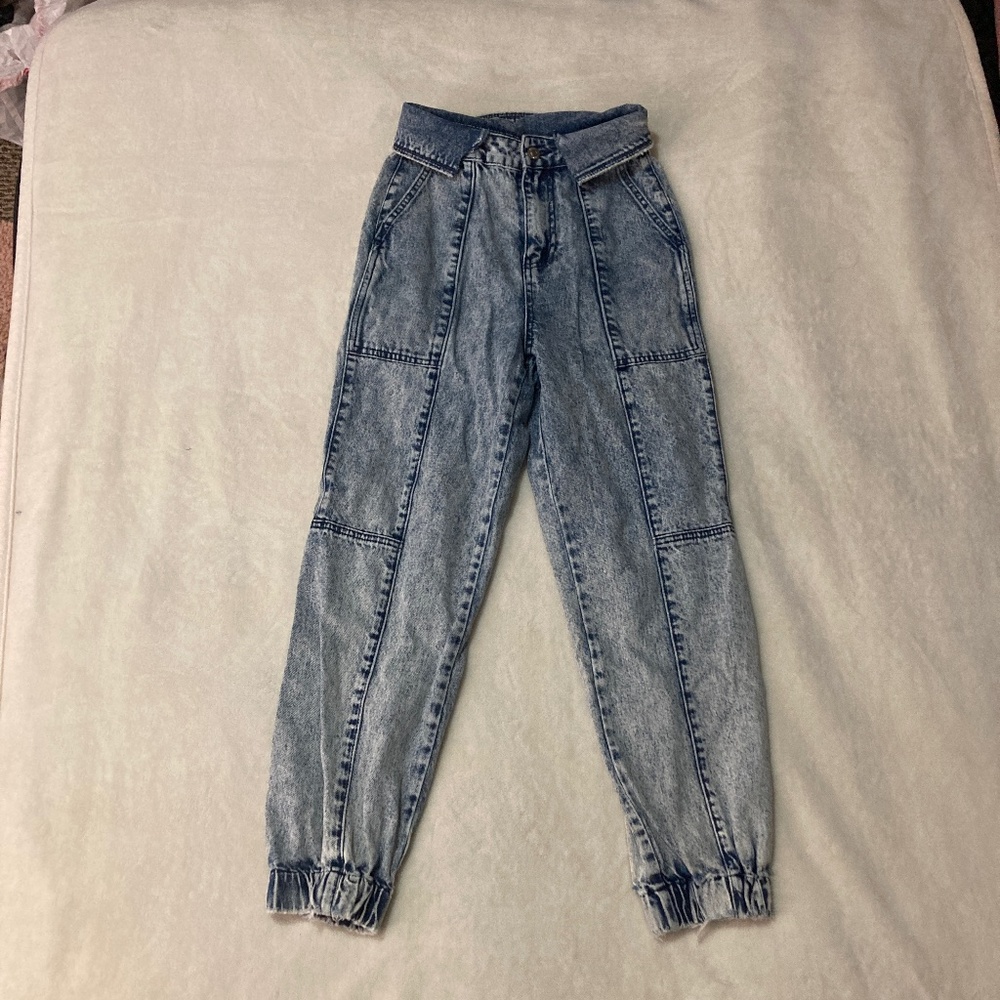 Forever 21 HIGH RISE patchwork + gradient-colored jeans (SIZE 24)